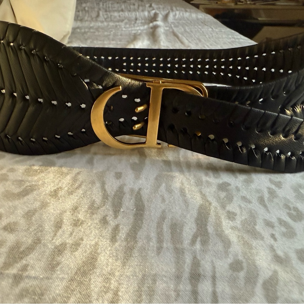 Dior Black Leather Accessory with Gold Detail